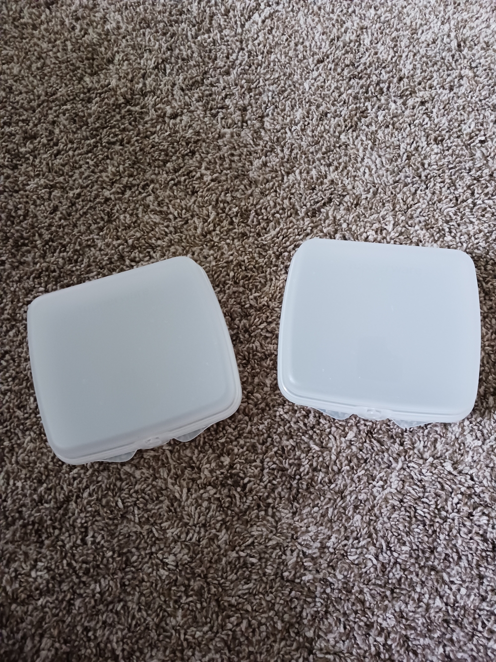 Tupperware Set of Two White Plastic Food Storage Containers